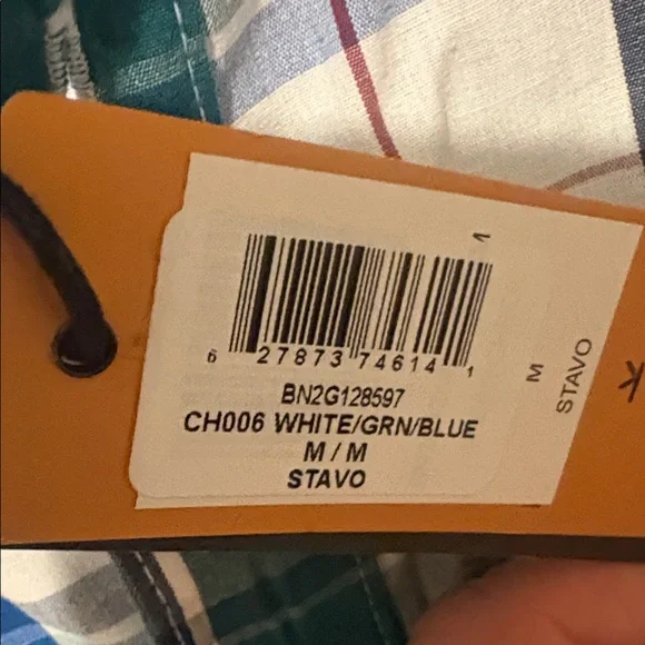 Bench Green and White Plaid Short-Sleeve Button-Down Shirt New with Tags - Picture 6 of 11